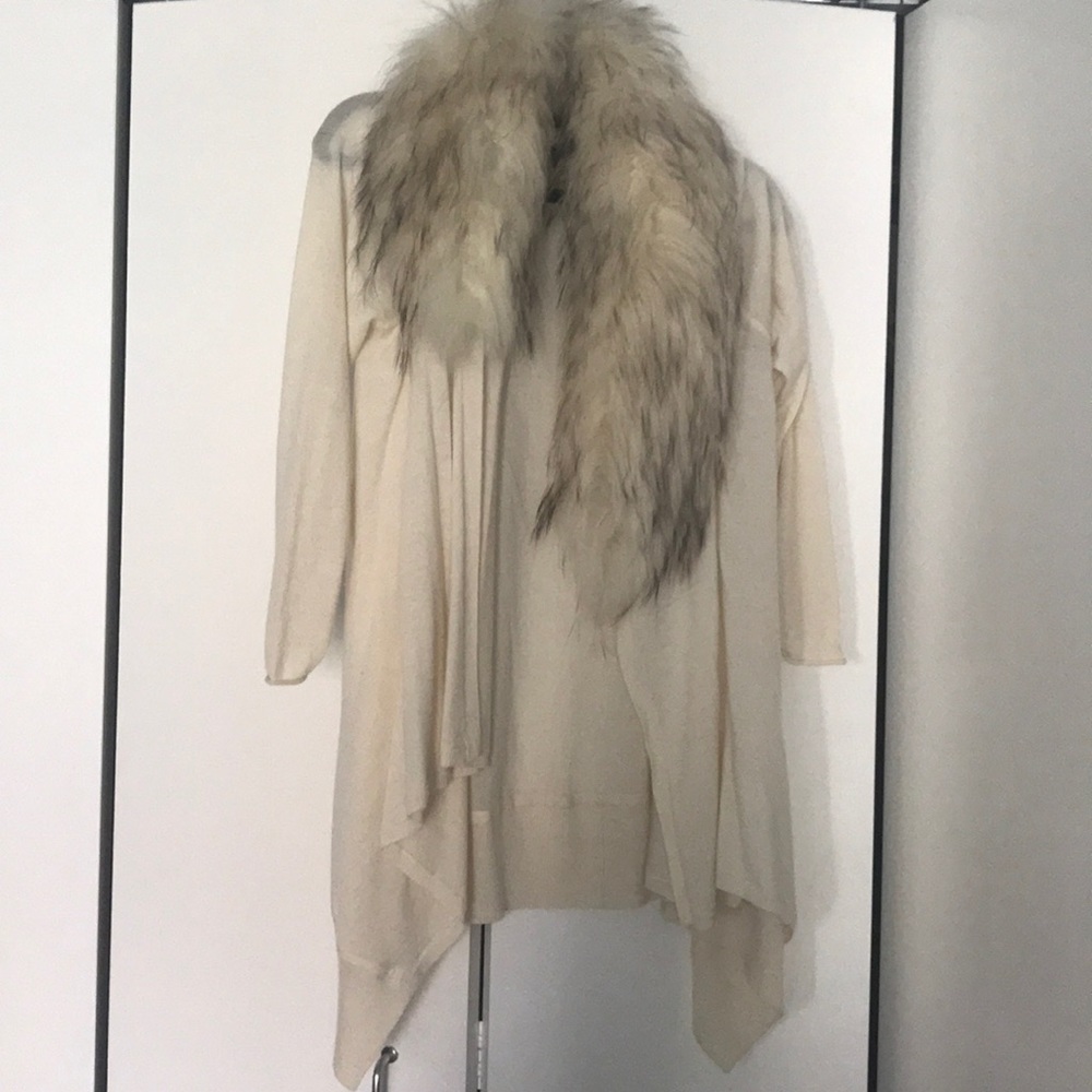 Alice + Olivia cascade fur collar sweater